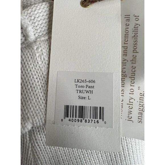 Free People Love Shack Fancy Toro Pants Size Large True White Patch Pointelle - Picture 10 of 10